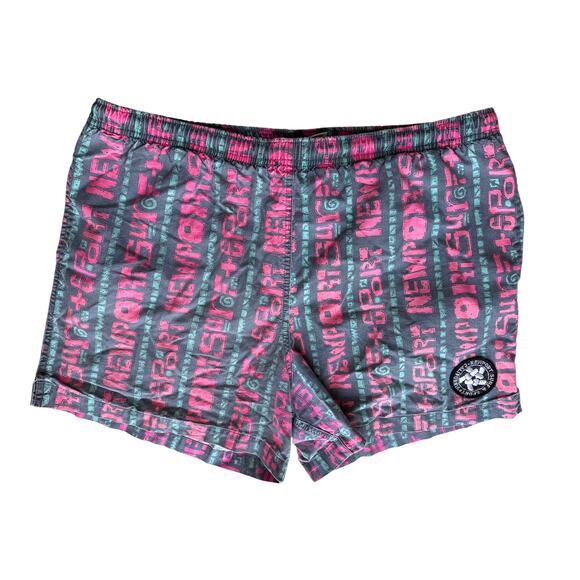 Vintage Newport Surf & Sport Logo Swim Trunks Size Large - Picture 1 of 5